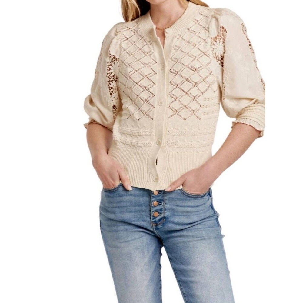 Another Love Ankara Cardigan In Vintage Cream Size Small NWOT